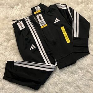 Adidas Kids size 8 Black and White Jogger pants and jacket set